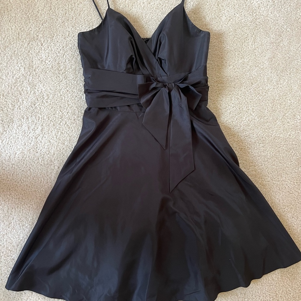 Onyx Black A-Line Mini Dress Spaghetti Strap